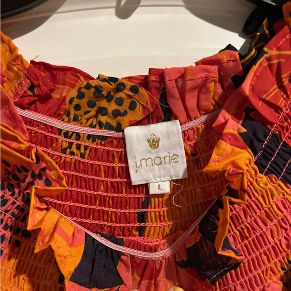 J. Marie Floral Dress - Red and Orange - Picture 3 of 6